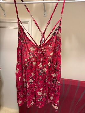 Red Floral Spaghetti Strap Summer Dress
